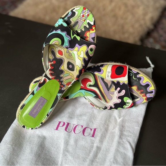 Vintage 90s Emilio Pucci Womens Print Kitten Heel Sandals EU Size 40 US Size 9.5 - Picture 2 of 6